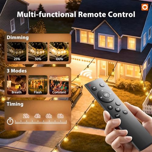 addlon Outdoor String Lights 200FT G40 with Remote 108 LED Waterproof Bulbs - Image 2