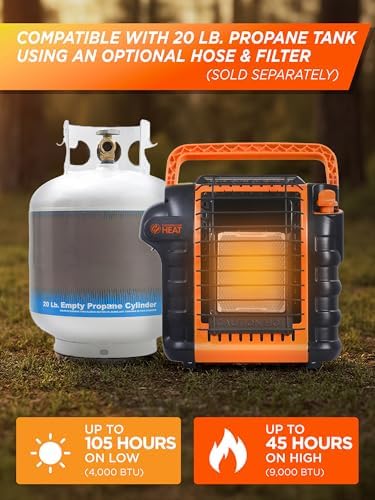 9000 BTU Outdoor Portable Propane Heater, CHP9000O, Orange - Image 6