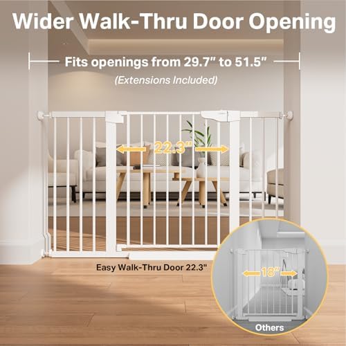 Cumbor 29.7-51.5 in Extra Wide Baby Gate for Stairs, Dog Gate Indoor White - Image 2