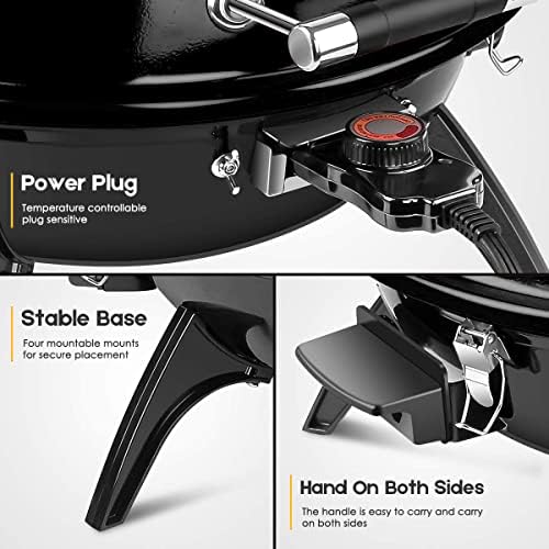 Electric Grill, Techwood Outdoor Electric BBQ Grill, Portable1600W Tabletop Grill for Party, Patio & Backyard Use, Black - Image 6