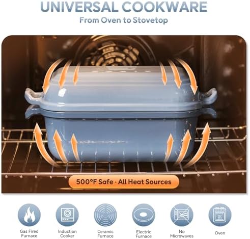Dutch Oven for Sourdough Bread Baking, Enameled Cast Iron Dutch Oven Pot with Lid, 10×6 Bread Loaf Pans with Lid for Homemade Bread, Cake, Meatloaf, Oven & Induction Safe (Blue, 3.84 QT) - Image 6
