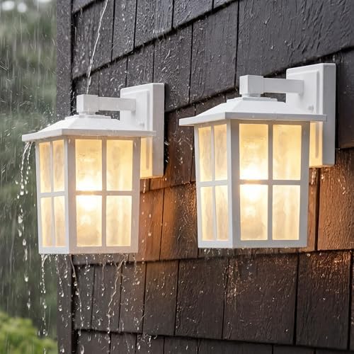 KDG White Outdoor Waterproof Modern Patio Wall Light Fixtures Set of 2 by KDG