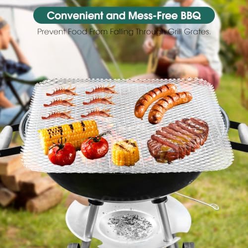 Grill Topper, Grill BBQ Disposable Grill Toppers, 10 Pack Grill Topper for Outdoor Grill Disposable Grilling Liners Prevent Food from Falling Through Grill Grates - 15.3x12 Inch - Image 7