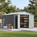 Patiowell 10x10 FT Storage Shed, Outdoor Metal Sheds, Gray by Patiowell