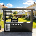 110" Outdoor Kitchen Island with 4-Burner 72000 BTU,Heavy-Duty Natural Gas Grill with Side Burner,Rotisserie Oven,Galvanized Steel Roof,Granite Countertops,Refrigerator,Storage,Sink.(Natural Gas) by INOTEVERITORY