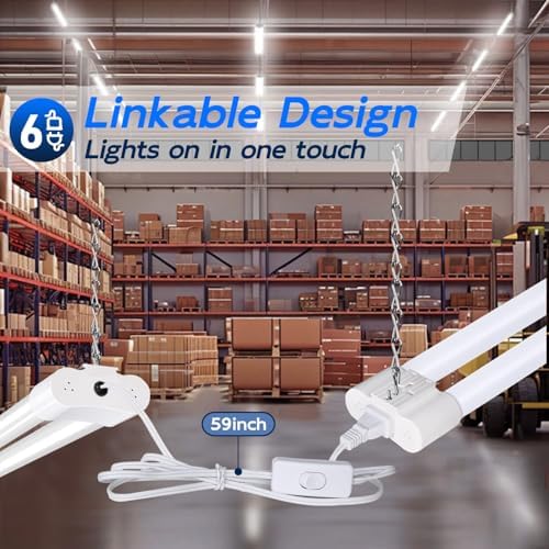 hykolity 60W 4FT Linkable LED Shop Light forGarage,6500LM - Image 4