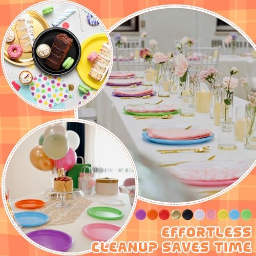 Plastic Plates 9 Inch Plastic Solid Round Party Dessert Dinner Plates for Weddings Party BBQs Birthday Camping and Anniversary (30, Gold) - Image 7