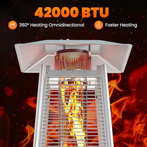 OLIXIS 42000 BTU Pyramid Patio Heater, LED Outdoor Heater - Image 3