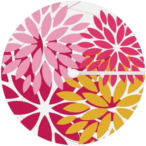 Round Tablecloth with Umbrella Hole and Zipper Elastic Fitted Table Cloth 45"-56" Oil-Proof Waterproof Patio Table Cover for Outdoor Picnic Party, Spring Summer Geometric Elegant Pink Yellow - Image 6