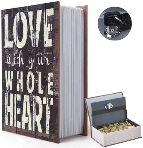 Decorative Book Safe Lock Box, Vintage Diversion Hidden Safe Faux Book Box by FOWSEEK