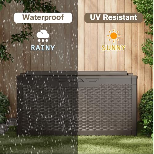 JUMMICO 100 Gallon with Cushion Deck Box, Waterproof Outdoor Storage Box - Image 7