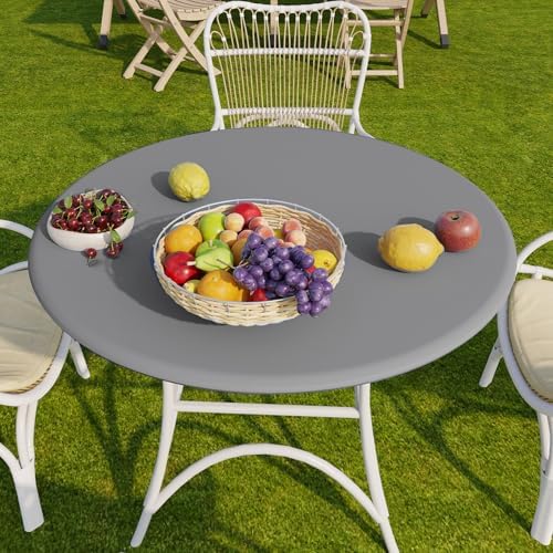 Romanstile Round Fitted Vinyl Tablecloth with Elastic Edge 100% Waterproof - Image 5