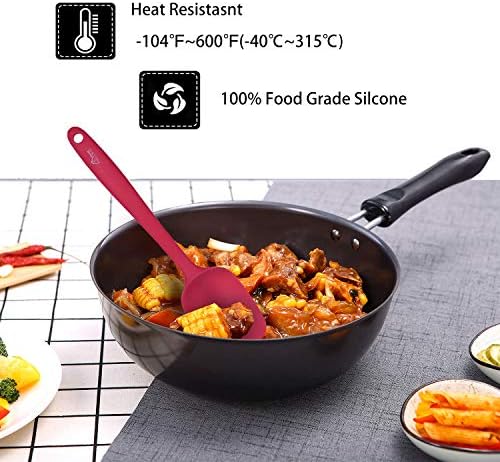 HOTEC BPA Free Silicone Rubber Spatula Set, Red, Set of 5 - Image 4
