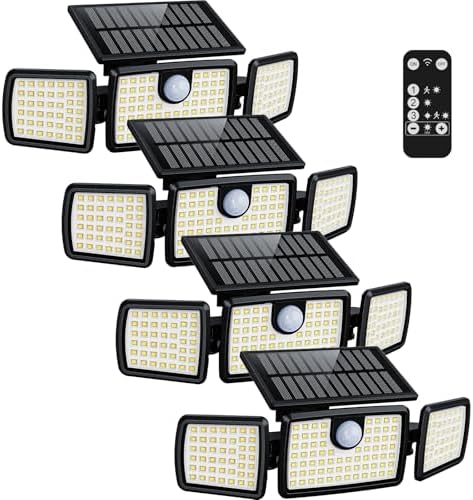 MIHANI Solar Lights Outdoor, Quick Charge Solar Motion Deck Lights Outdoor for Deck with High Brightness, Larger Built-in Tempered Glass Panel, Sensitive PIR Motion Inductor (Remote,4 Pack) by MIHANI