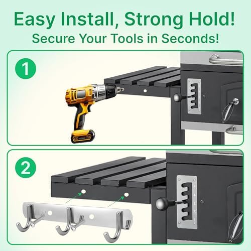 Grill Hooks for Utensils, Heavy Duty BBQ Utensil Rack with Screws - 2 Pcs - Image 4