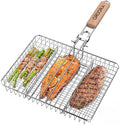 ORDORA Grill Basket Deep, Stainless Steel BBQ Grilling Baskets for Outdoor Grill, Fish Grilling Rack for Veggies, Meat, Shrimps, Grill Accessories with Detachable Handle, Gifts for Dad by ORDORA