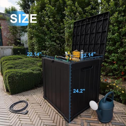 50 Gallon Waterproof Outdoor Resin Deck Box, Lockable Storage Container for Patio Furniture, Garden Tools (50 Gallon, Black) - Image 3