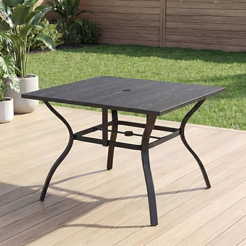 Square Metal Outdoor Dining Table for 4, 37.8”x37.8” by LUTINLIX