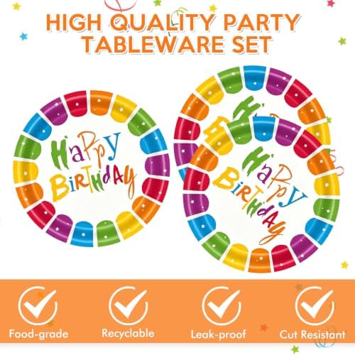 40Pcs Rainbow Polka Dot Happy Birthday Plates and Napkins Party Supplies - Image 3