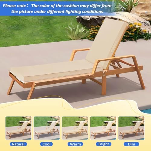 Basic Beyond Chaise Lounge Cushions Outdoor, 3-Layer Waterproof Outdoor Furniture Cushions with Removable Cover and 4 Ties, 72"x21"x3" Patio Lounge Chair Cushions for Outdoor Furniture, Beige - Image 6