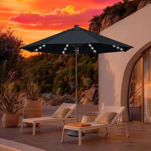 EliteShade USA 10-Year-Non-Fading 10ft Market Patio Umbrella, Commercial Grade Table Sun Umbrella with 80 Solar LED Lights, Crank Open, Windproof & UPF 50+ UV Protection for Garden, Deck, Pool, Backyard, No Tilt, Black - Image 3