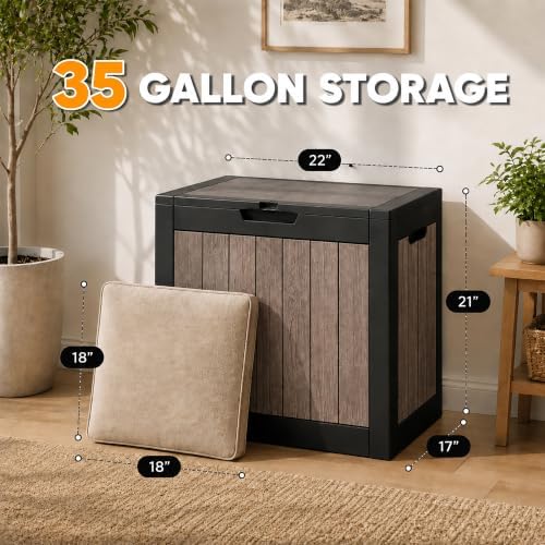 KAMABOKO 35 Gallon Outdoor Storage Box Waterproof Deck Box for Patio - Image 2
