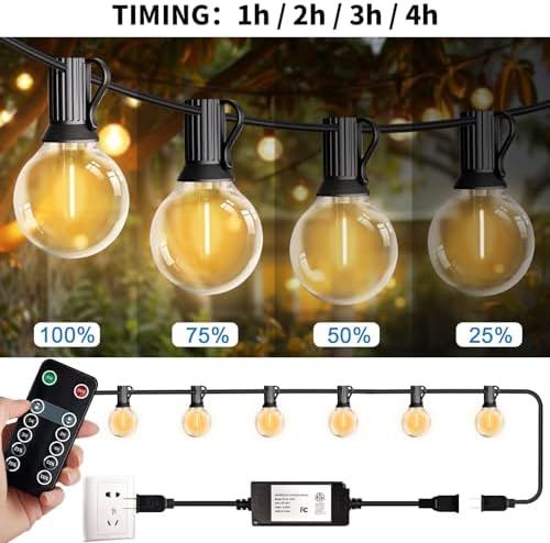 HISTAR LED 30FT Outdoor String Lights with Remote 27 dimmable Globe Bulbs - Image 2