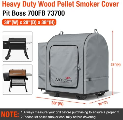 Foldable Grill Cover for Pit Boss 700FB 73700, Waterproof 600D Heavy Duty Wood Pellet Smoker Cover, Fade＆Tear Resistant Pellet Grill Cover for Lexington 500 540,Gray - Image 5