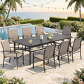 SUNSHINE VALLEY 9pc Patio Dining Set, 83" Metal Table & 8 Brown Chairs by SUNSHINEVALLEY