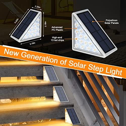AUDLES LED Solar Step Lights Waterproof Outdoor Stair Lights, Solar Deck Lights Outdoor Decor IP67 Solar Decoration Lights for Yard (Warm White, 8 Pack) - Image 4