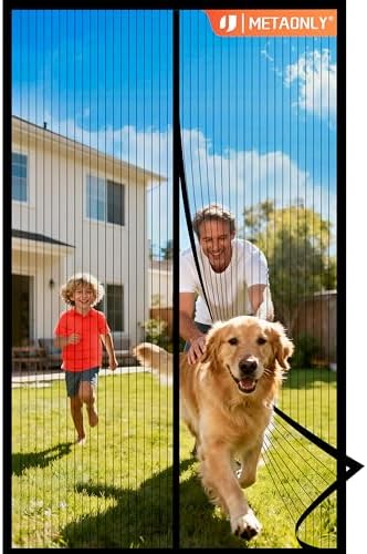 METAONLY Magnetic Screen Door Mesh, Works for Patio, Sliding Door, Keeps Bug Mosquito Out, Fresh Air Flow, Fits 35" x 96" Door - Curtain Size 37" x 98", Black by Giveyouthebestexperience
