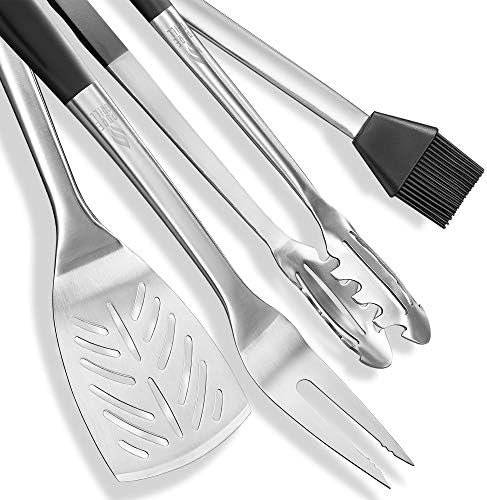 Pure Grill 4-Piece Stainless Steel BBQ Tool Utensil Set - Professional Grade Barbecue Accessories - Image 3