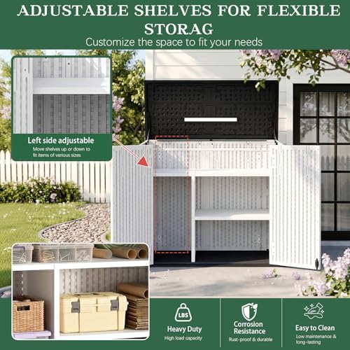 Outdoor Storage Shed Resin Waterproof Storage Cabinet for Patio Garden - Image 5