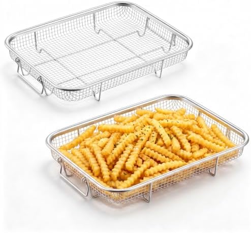 TeamFar 11.8 Inch Air Fryer Basket for Oven, Air Fryer Rack, 2 Pieces by TeamFar