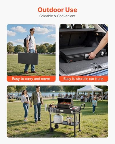 VEVOR Outdoor Grill Cart, 31.0 x 17.0 inch Tabletop Size Grilling Table, Foldable Outdoor Cooking Table with Tissue Holder, Wheels, Magnetic Tool Rack, BBQ Prep Tables for Picnic, Kitchen, Courtyard - Image 5