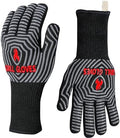 QUWIN BBQ Gloves, Oven Gloves 1472℉ Extreme Heat Resistant, Grilling Gloves Silicone Non-Slip Oven Mitts, Kitchen Gloves for BBQ, Grilling, Cooking, Baking-1 Pair… (Black, One Size(Long Cuff)) by QUWIN