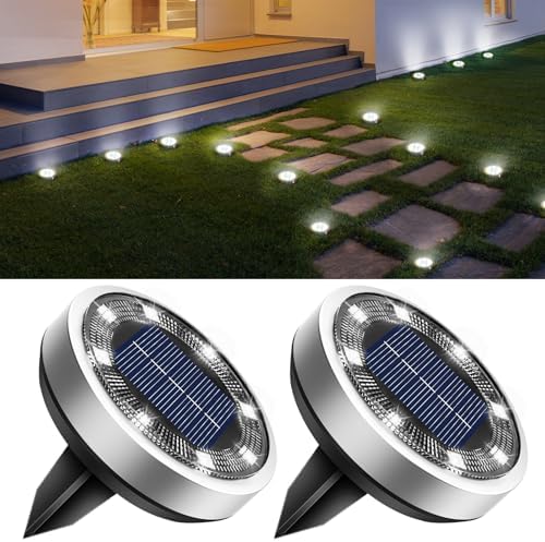 btfarm 2 Pack Solar Lights Outdoor Waterproof, 8 LED Solar Ground Lights by btfarmdecorativelighting