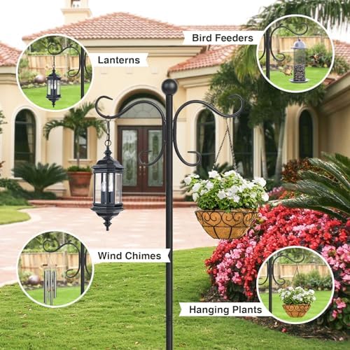 AOMGD 2 Pack 76 Inch Adjustable Double Shepherds Hooks for Outdoor Heavy Duty, Two Sided Garden Bird Feeder Pole for Hanging Plant Baskets, Solar Lights, Weddings Decor - Image 6