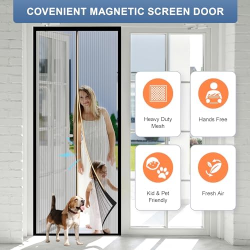 METAONLY Magnetic Screen Door Mesh, Works for Patio, Sliding Door, Keeps Bug Mosquito Out, Fresh Air Flow, Fits 34" x 82" Door - Curtain Size 36" x 84", Black - Image 3