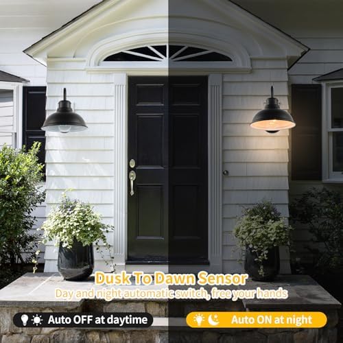 Dusk to Dawn Barn Light Outdoor Sconce 8" Exterior Lighting Fixtures 2 Pack - Image 3