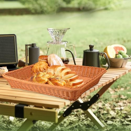 5 PCS 17.7 Inch Poly Wicker Bread Basket, Premium Large Wicker Basket, Woven Pantry Organizer, Rectangular Fruit Baskets, Bread Baskets for Serving, Restaurant, Home, Kitchen - Image 7