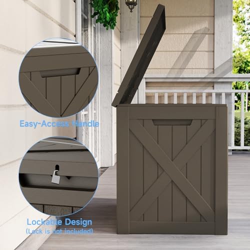 ROJIK 33 Gallon Resin Deck Box, Lockable Waterproof Weatherproof Outdoor Storage Container for Garden Tools, Cushions & Outdoor Accessories(Grey) - Image 4