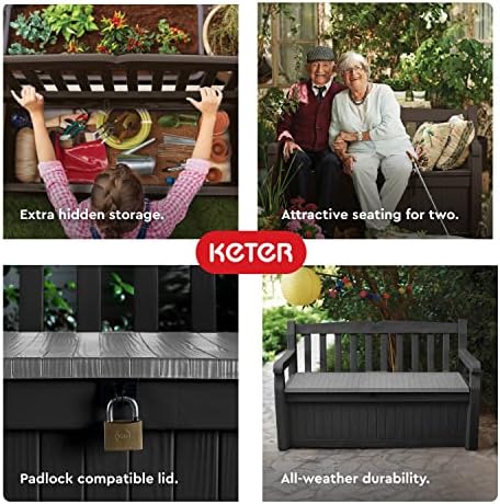 Keter Solana 70 Gal Outdoor Storage Bench for Patio and Pool Accessories - Image 6
