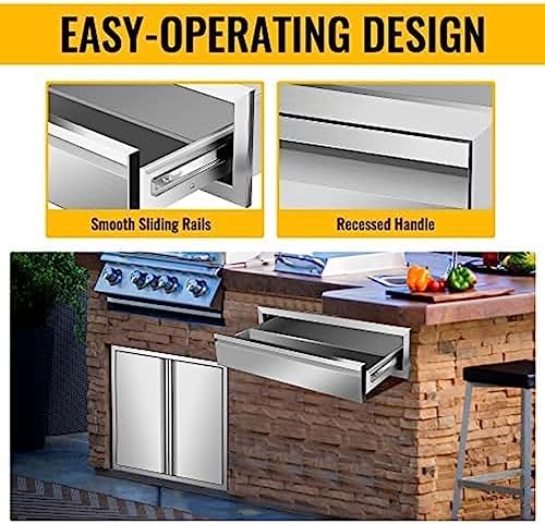Outdoor Kitchen Drawers, Triple BBQ Drawers Stainless Steel Built-in Drawer For Outdoor Kitchen Island, Patio Grill Station,Single Drawer - Image 5