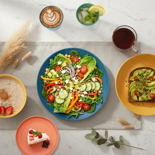 Wheat Straw Dinnerware Set 40 PCS - Service for 8 | Plates and Bowls Sets | Unbreakable Dishes Set - Dinner Plates, Dessert Plate, Cereal Bowls, Drinking Glasses, Dishwasher Safe - Multi - Image 4