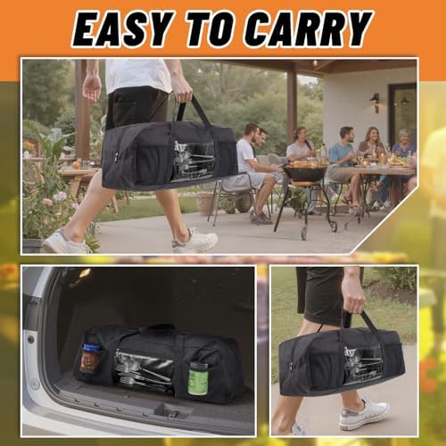 Amylove 24" Grill Tool Storage Bag, Waterproof BBQ Utensil Organizer, Black - Image 5