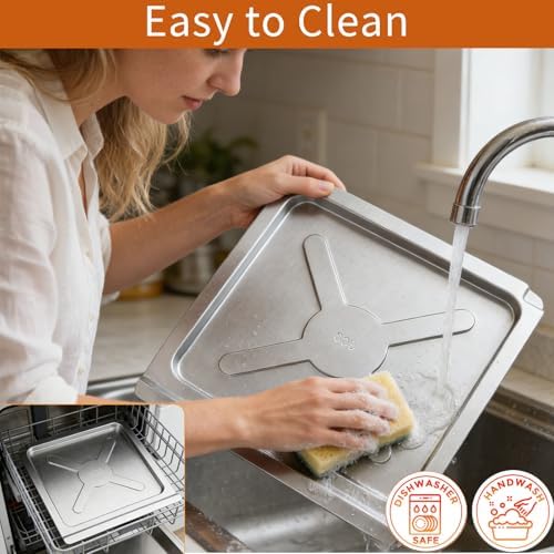 Air Fryer Replacement Parts for Emeril Lagasse 26 QT Extra Large Air Fryer, 13''×12.5'' Stainless Steel Air Fryer Crumb Tray Replacement Parts Rack with 4 PCS Oven Liner - Image 6