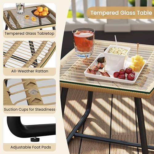Yaheetech 3 Piece Patio Bistro Set, Outdoor Wicker Bistro Furniture Sets - Image 4