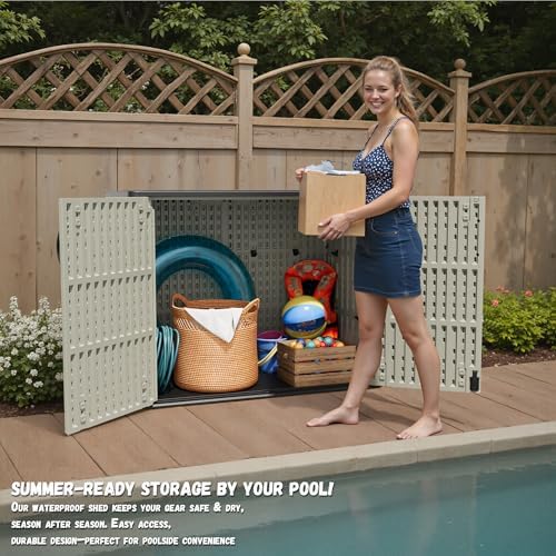 Patiowell Resin Outdoor Storage Cabinet, 26 Cu.ft Horizontal Storage Shed - Image 6
