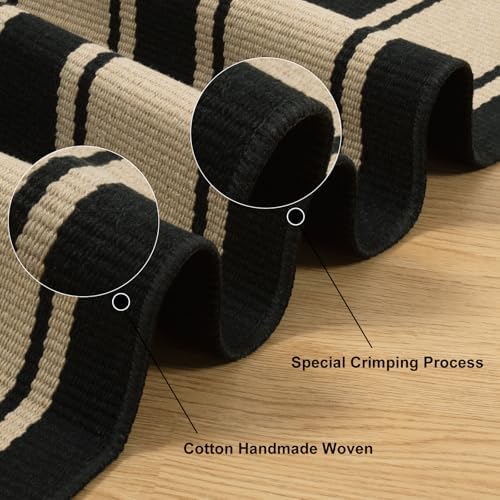 Striped Outdoor Rug 3'x5', Halloween Door Mat, Cotton Woven Washable - Image 4